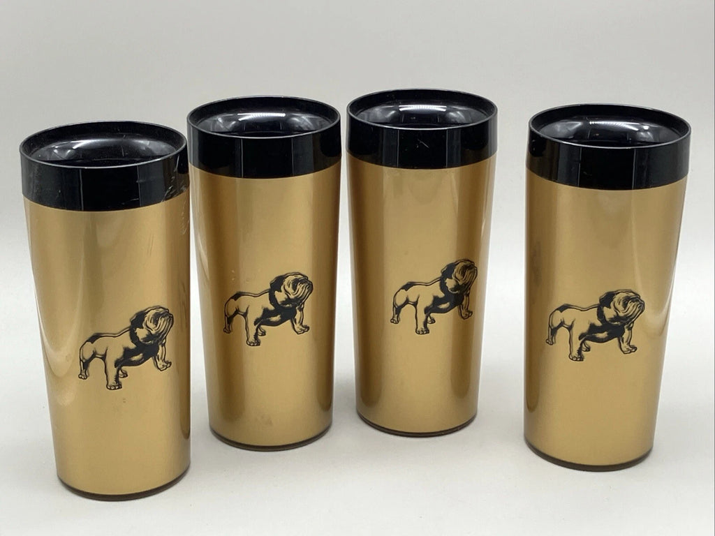 Set of 4 Nfc Insulated Gold Black Bulldog Design Plastic Tumbler 6.5" | eBay