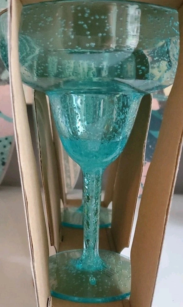 TWO *Sunglow Style* in/outdoor 13oz 385m Margarita glasses Aqua Blue Acrylic NEW | eBay