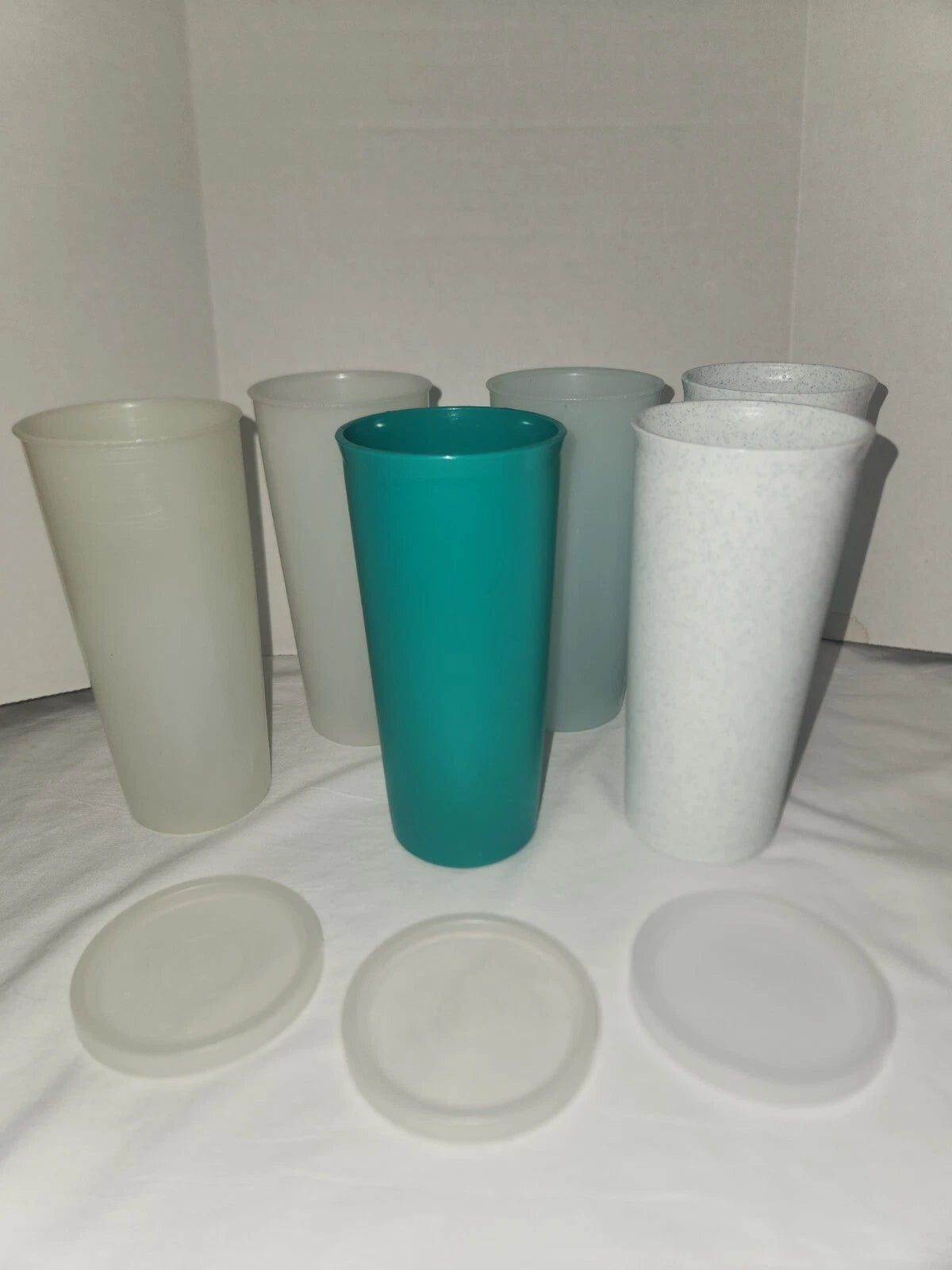 Set of 6 Vintage Tupperware Pastel Speckle Tumbler Cups Stacking 115 with 3 Lids | eBay