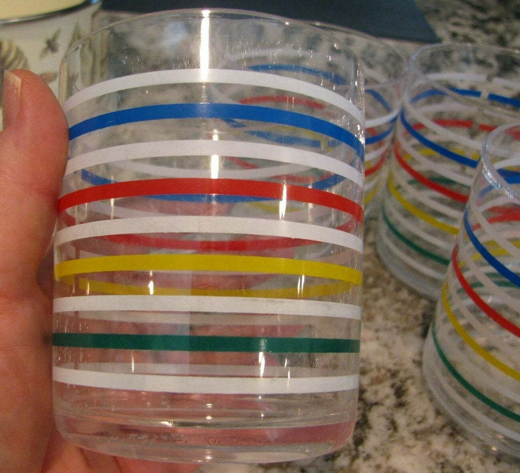 Vintage 6 Plastic Glasses-2 Carlisle Clear 12 oz, 4 HJ Stotter Tumblers w/stripp | eBay
