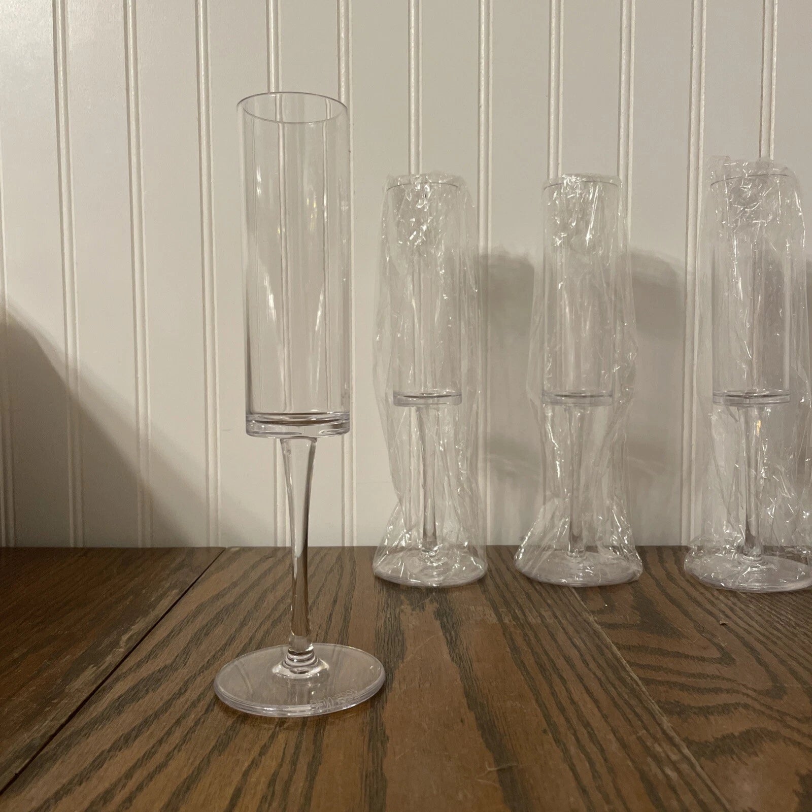 Unbreakable Champagne Glasses Flutes Set Of 4 6oz Stem Straight-side 9.5” Tall | eBay