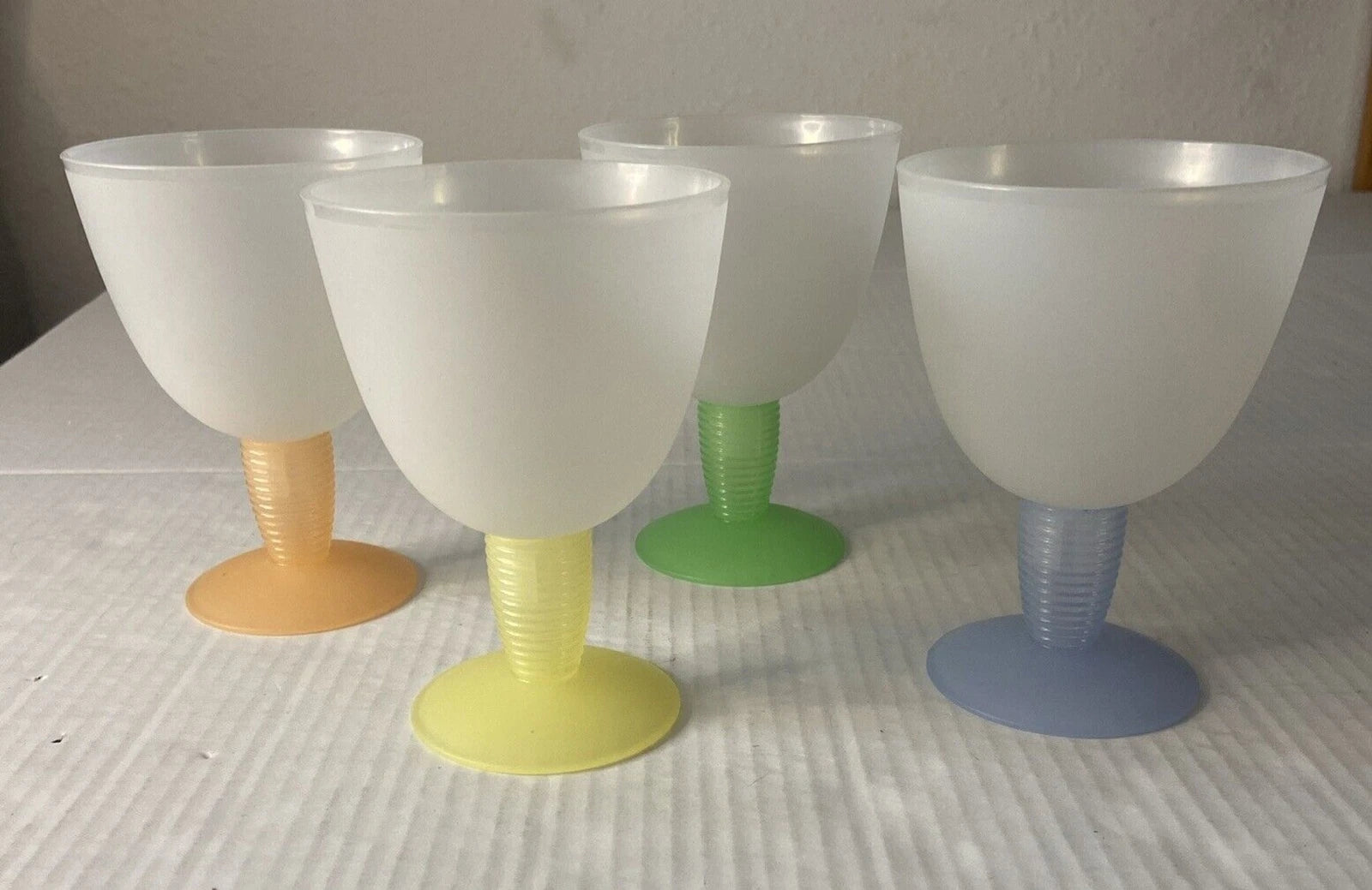 Tupperware 4 Pastel Impressions Large Wine Glasses Dessert Cups 4094B Vintage | eBay