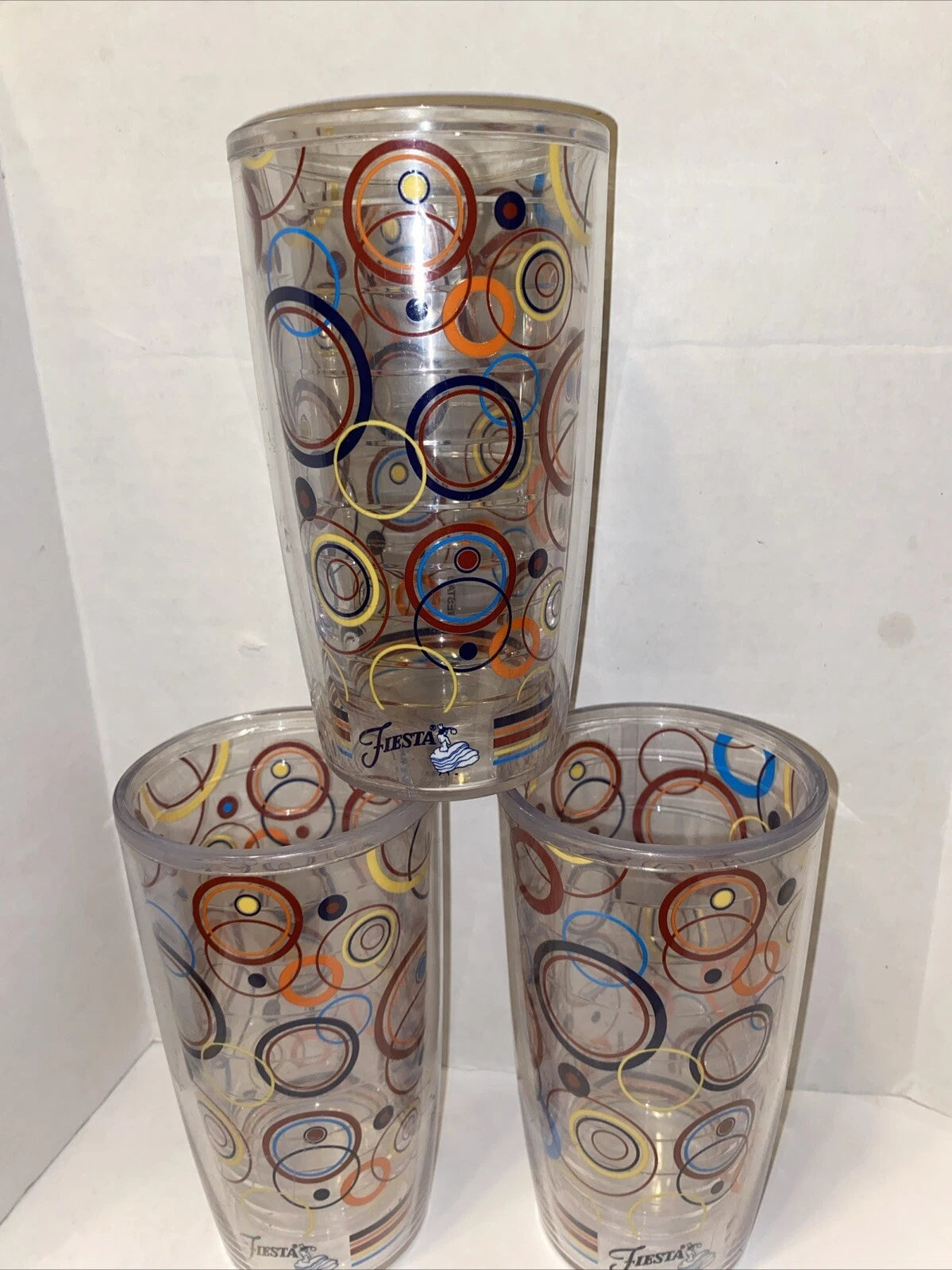 3x Fiesta Fiestaware Tervis 16oz Tumbler Cup Circles Dot Dancing Lady Logo | eBay