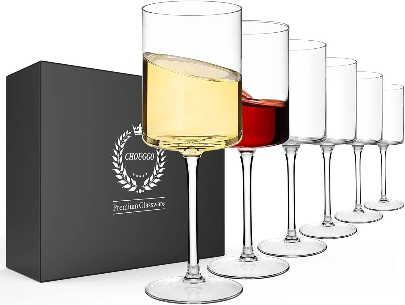 Square Wine Glasses Set of 6, Hand Blown Crystal Red Wine or White Wine Glass... | eBay