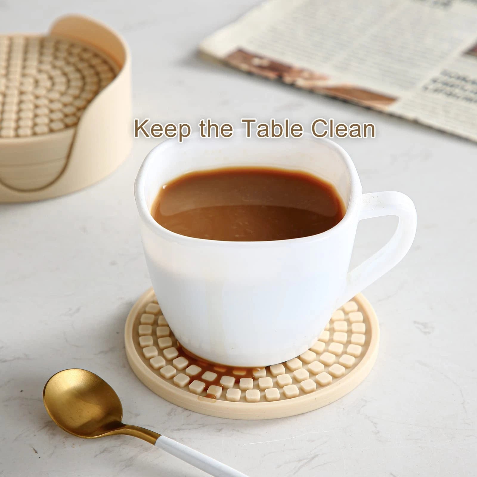 Silicone Drink Coasters with Holder Set of 6 for Tabletop Protection and Office | eBay