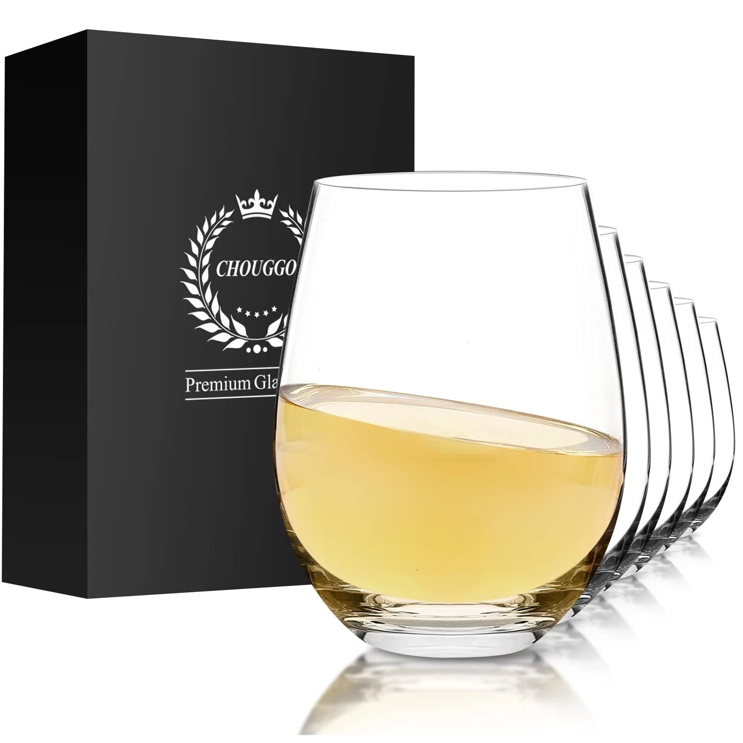 Stemless Wine Glasses Set of 6, Hand Blown Premium Crystal Red Wine or White ... | eBay