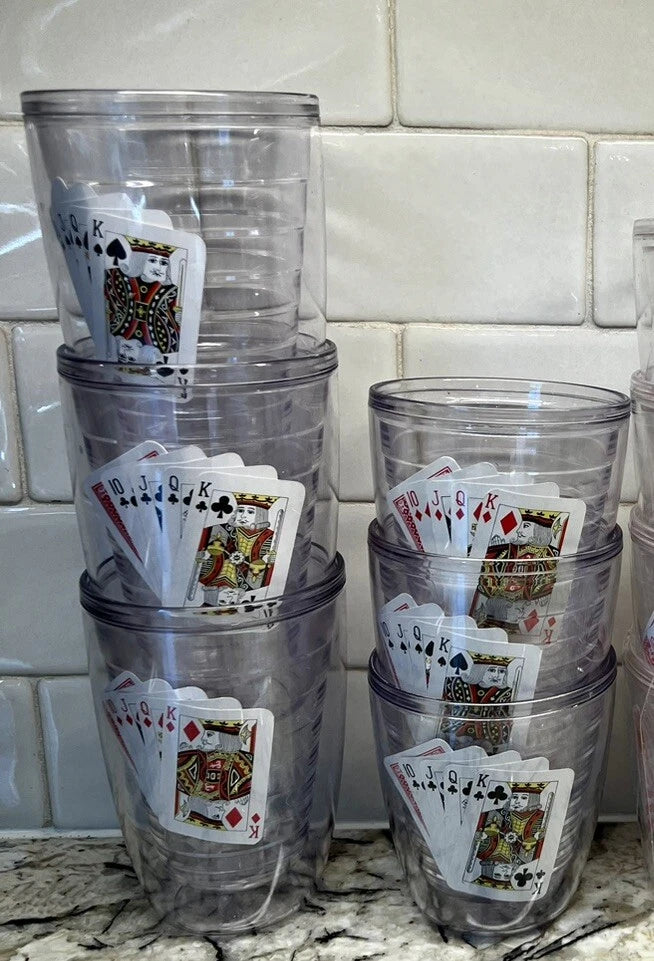 6 VTG NEW Insulated Clear Acrylic Bar Tumblers Interpur Poker Cards Hong Kong | eBay