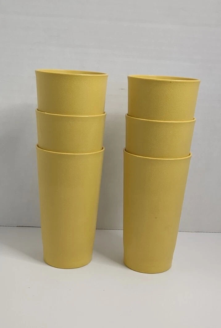 Vintage Tupperware Harvest Gold Yellow 5 1/4" Tumblers Set of 6 USA 873-14 | eBay