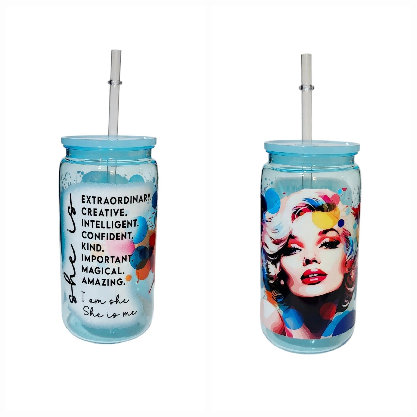 Marylin Monroe Inspiring Words Fashion Acrylic Plastic Tumbler Cup 16oz Blue | eBay
