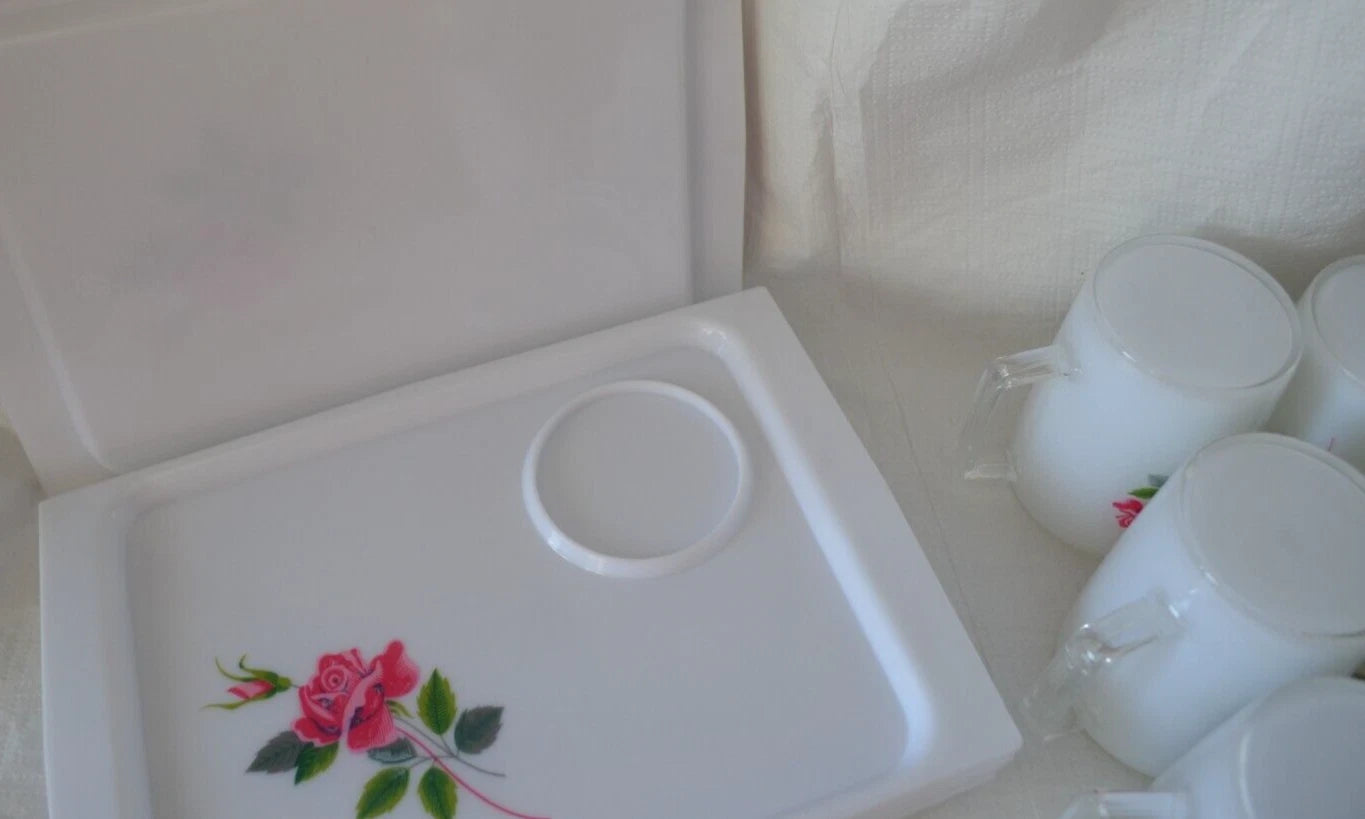 Rose MCM Snack Trays & Cups Plastic Lot of 6 Set MCM Vintage Reusable Grannycore | eBay
