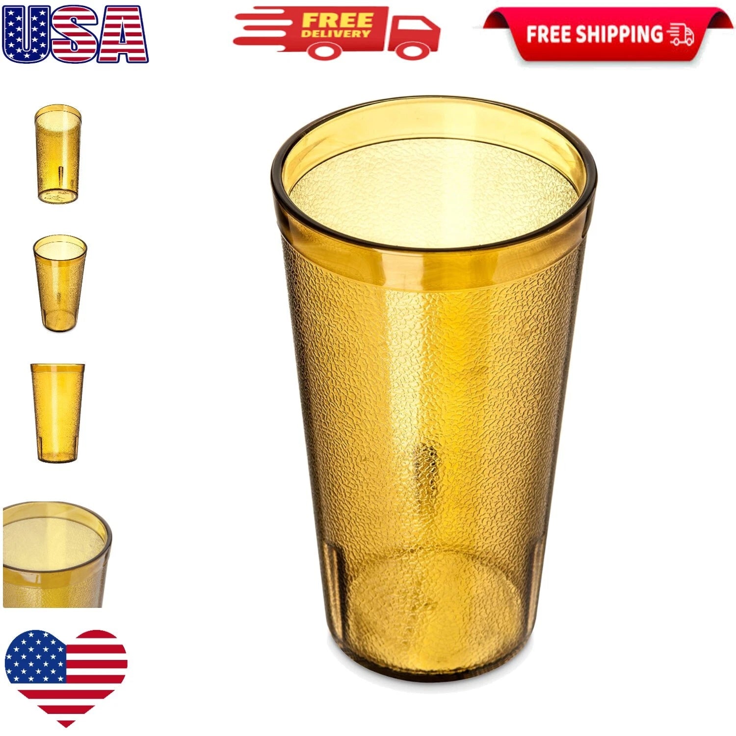 Stylish Amber Stackable Tumbler Set - 16oz Break-Resistant Plastic (6 pk) | eBay