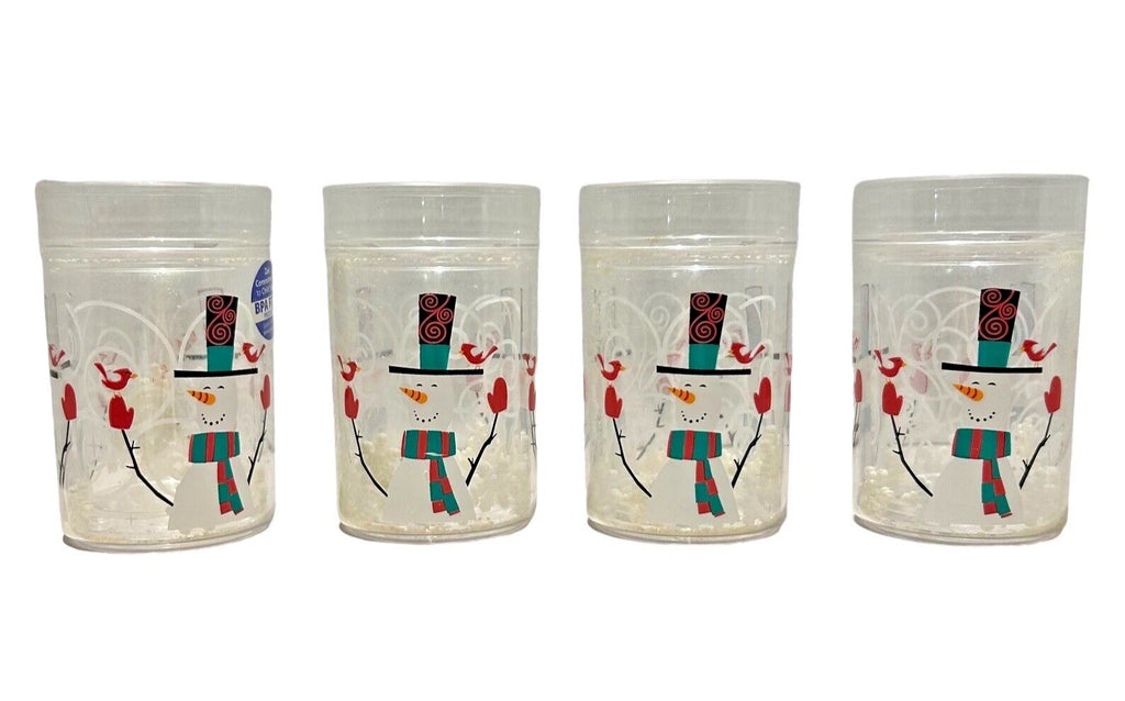 Christmas Snowman Glass Set Of 4 by Zak Snowflakes in Plastic Double Wall 6 oz | eBay