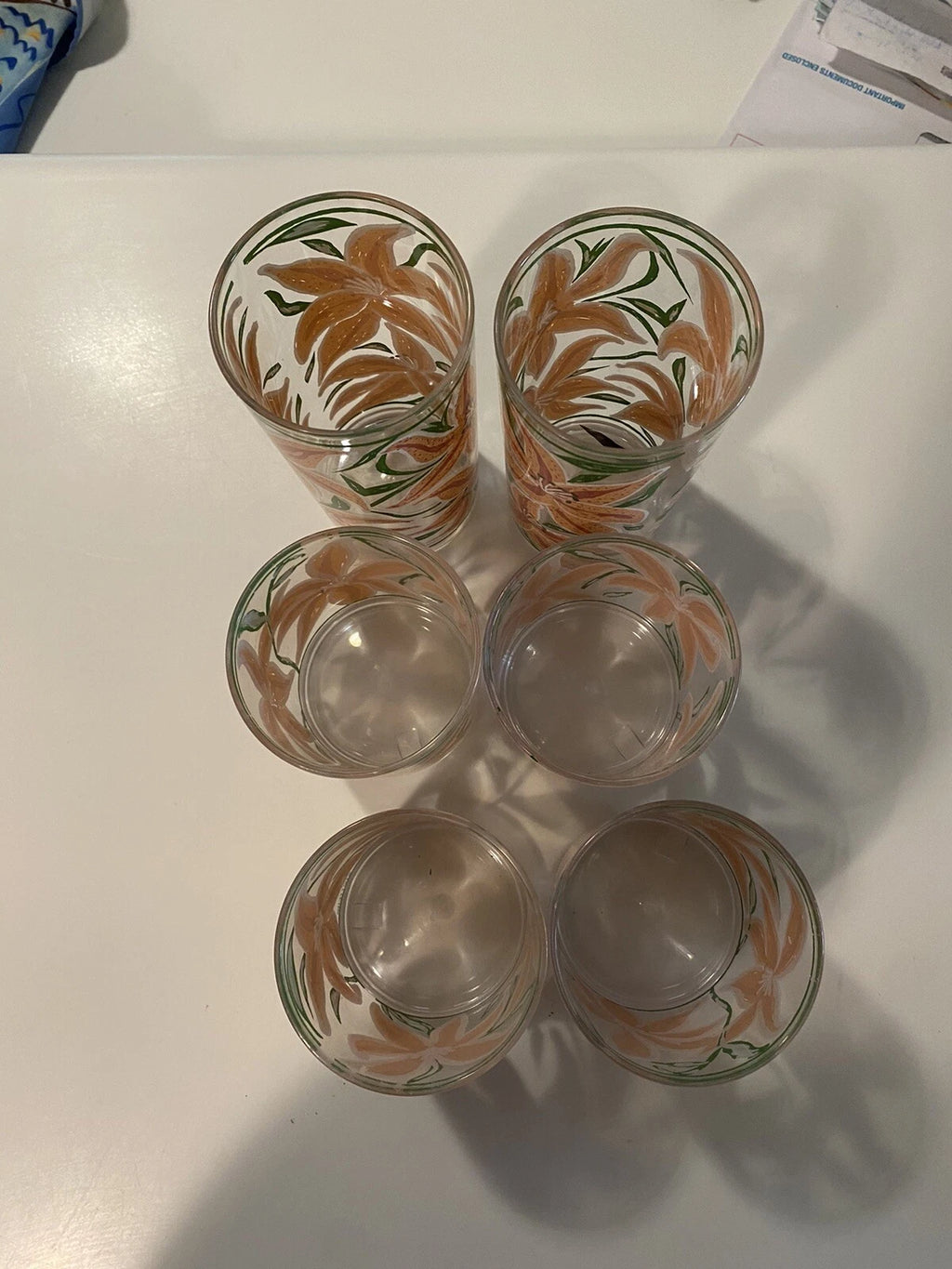 Vintage MRB Pink Tiger Lily Acrylic Tumbler Set of 6 Cups HJ Stotter NY USA | eBay