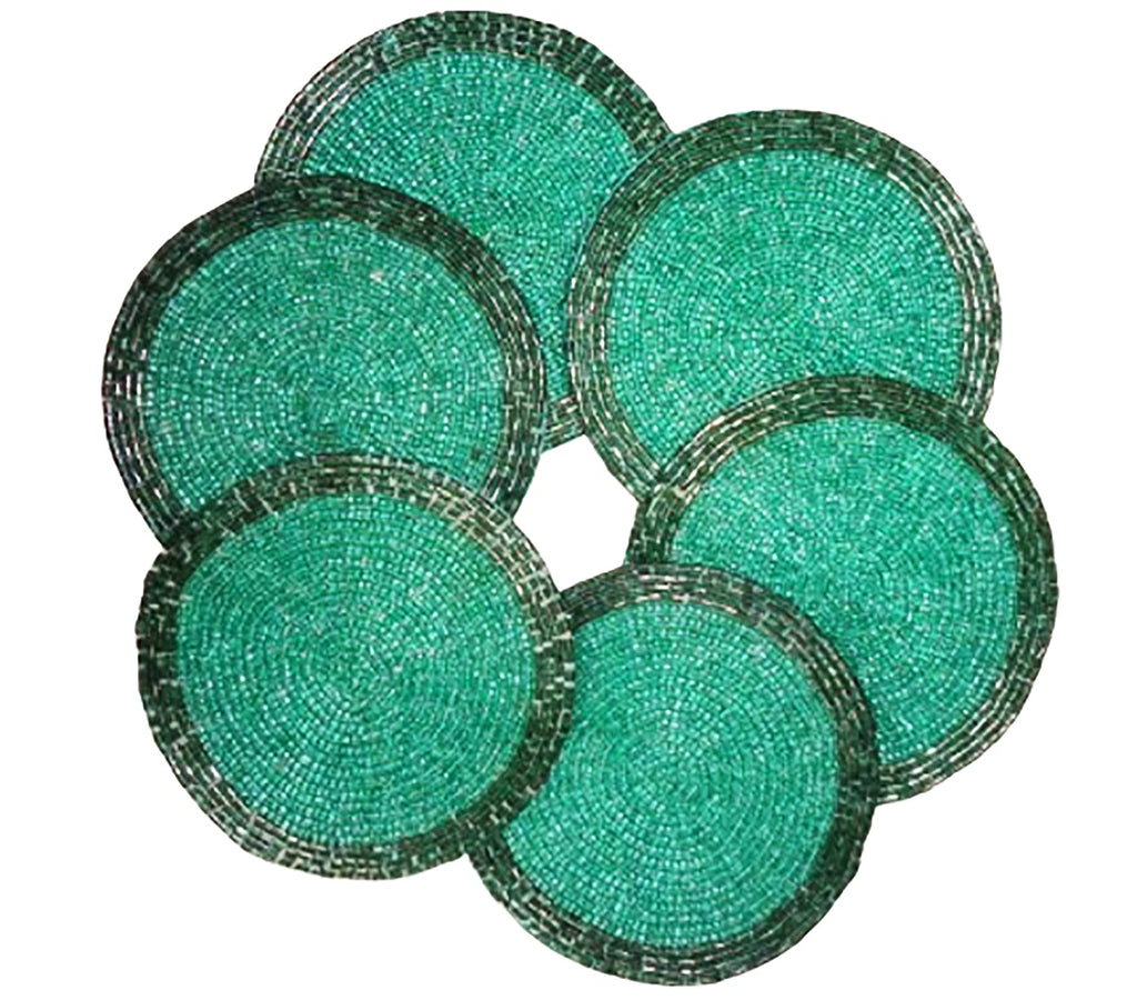 Set of 6 green crafted coasters Matte Finish drink coaster hand beaded coasters | eBay
