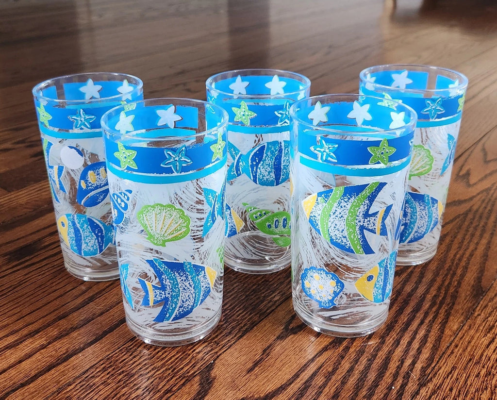 *5* Vintage Precisioncraft Sea Life Acrylic Tumbler 6" Ocean Fish Glasses Canada | eBay