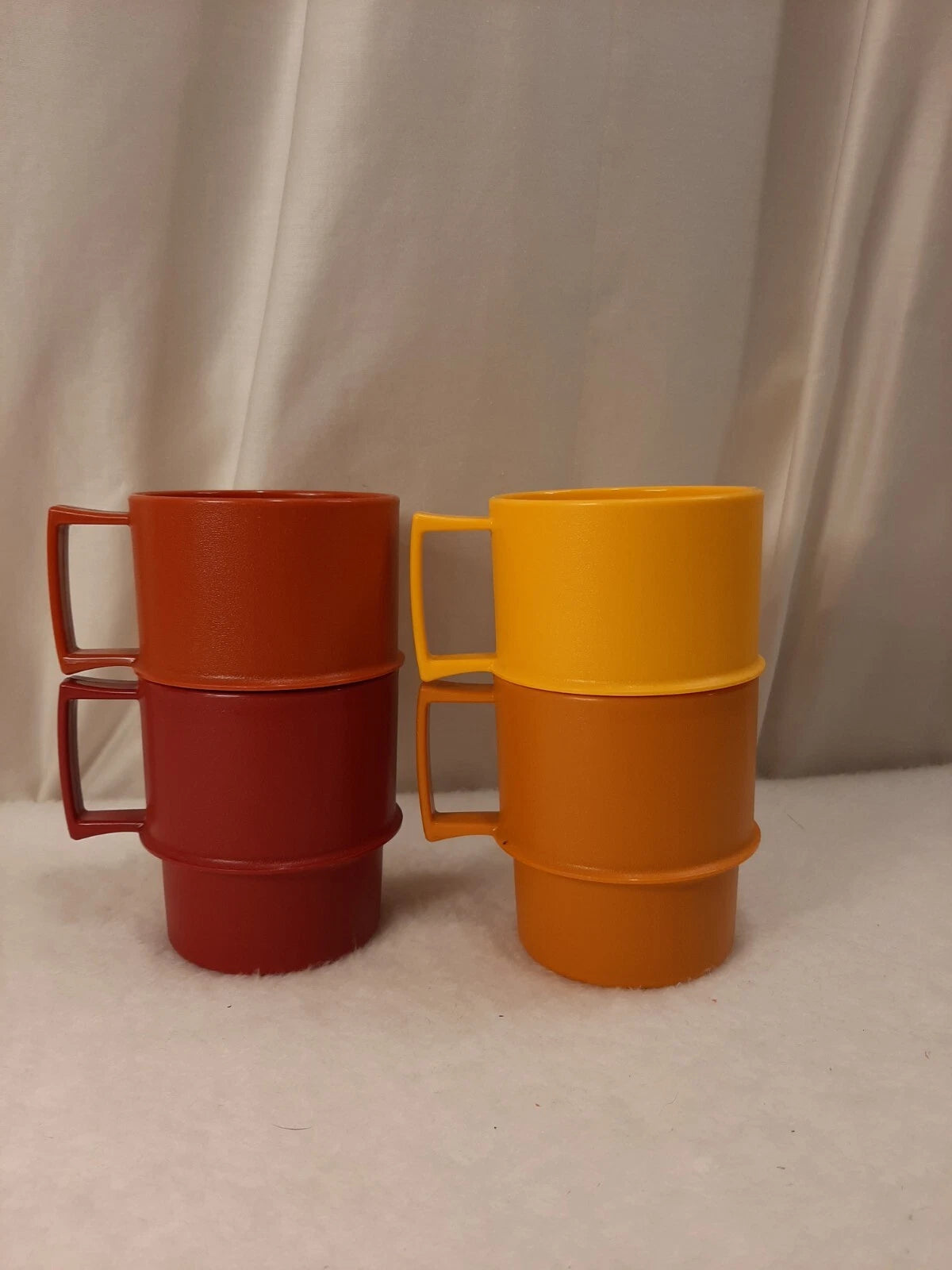Tupperware Stackable Coffee Mug Cups 1312 Harvest Color Set Of 4 Vintage No Lids | eBay
