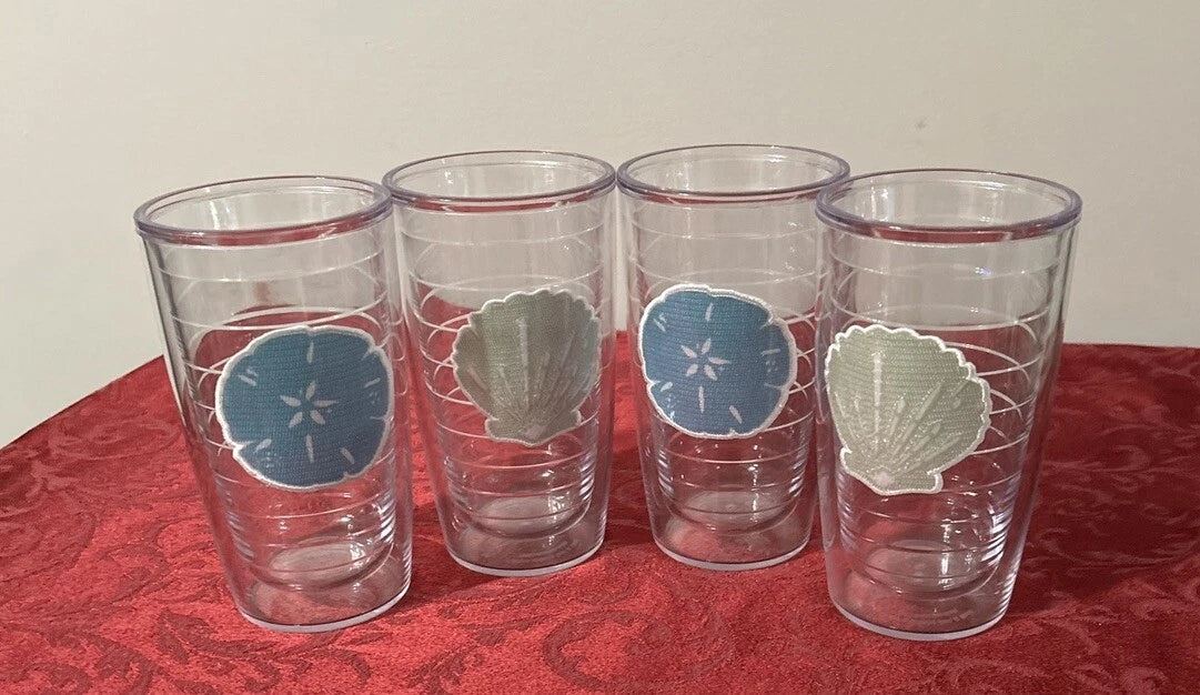 TERVIS TUMBLER 16 oz Sand Dollar/ Sea Shell Insulated Preowned EUC 4 Pc Set | eBay