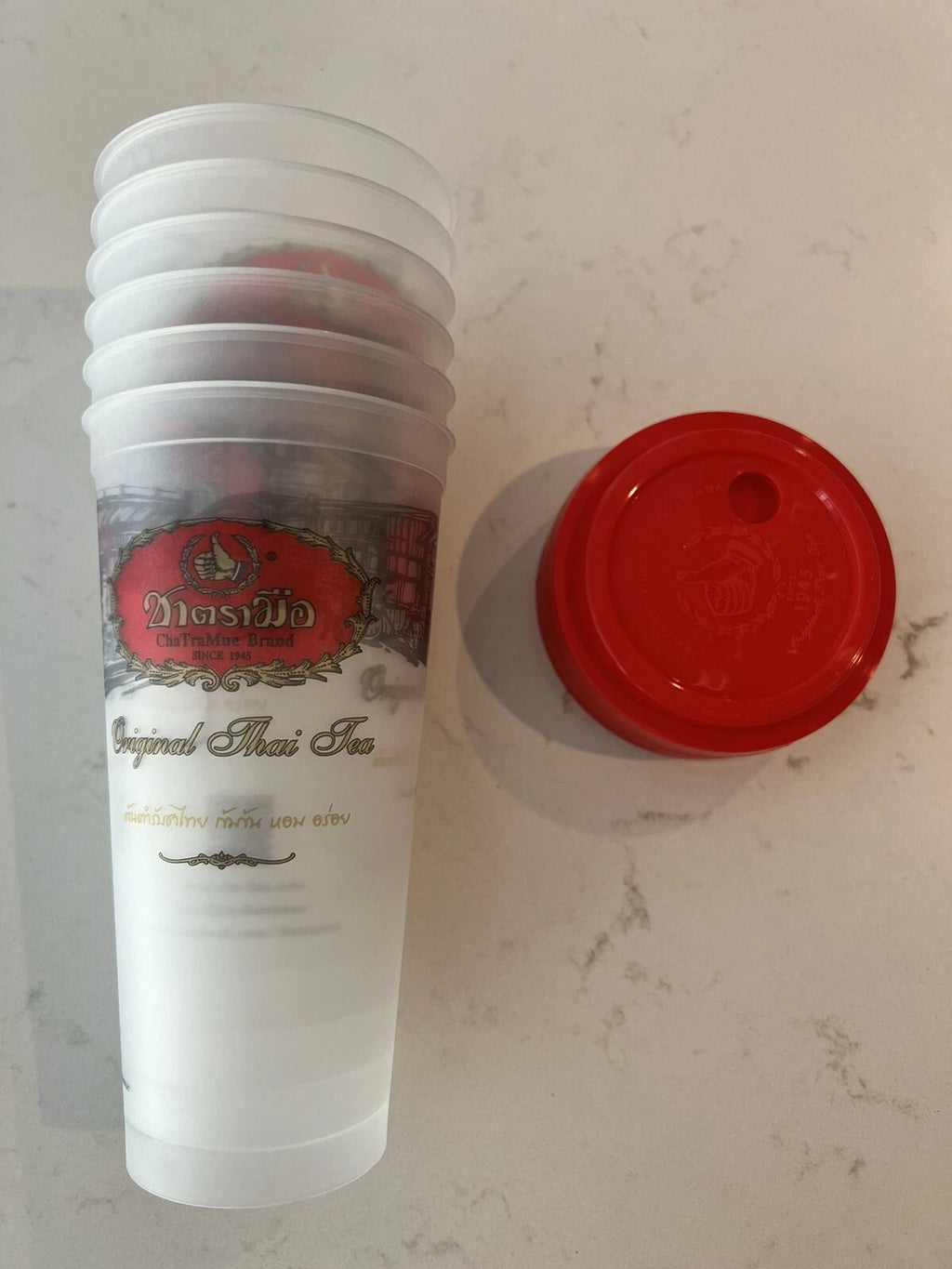 Six (6) ChaTraMue Original Brand plastic cup for Thai Ice Tea | eBay
