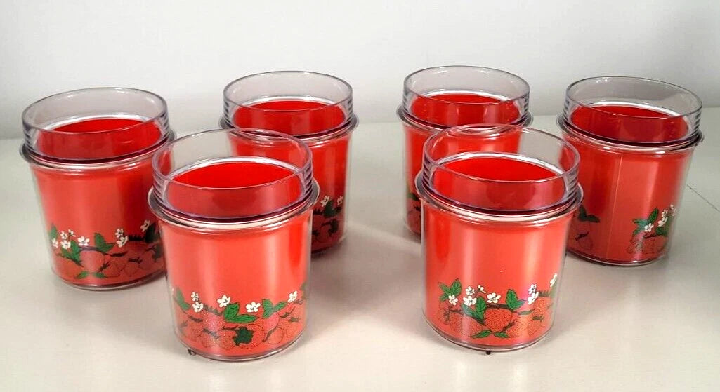 Vintage USA Lot of 6 - Thermo Serv 12 oz Red Strawberry Insulated Cups Tumblers | eBay