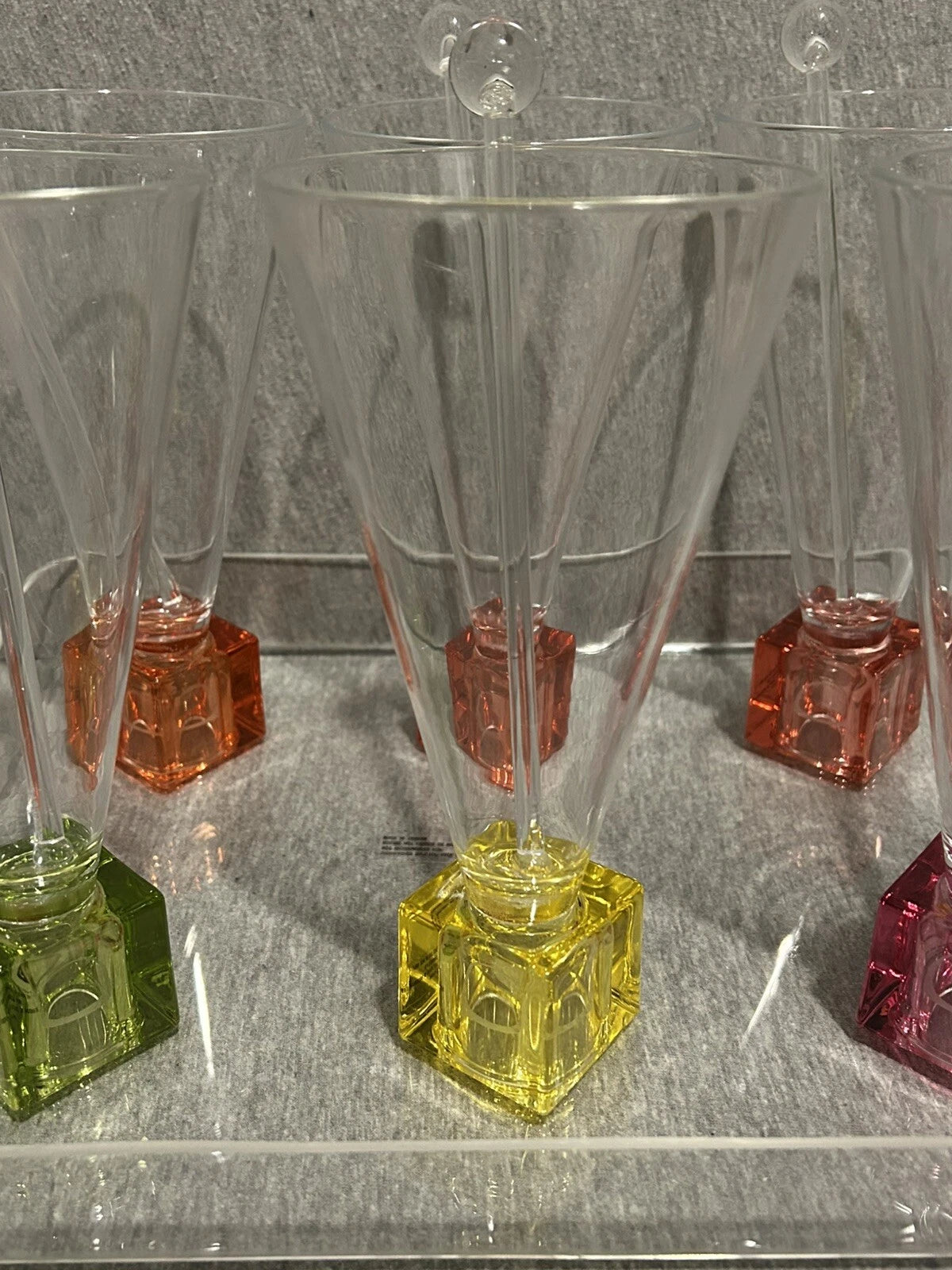 Vintage Coral Isle Set Of 6 Acrylic Glasses With Tray & Swizzle Stix Colorful | eBay