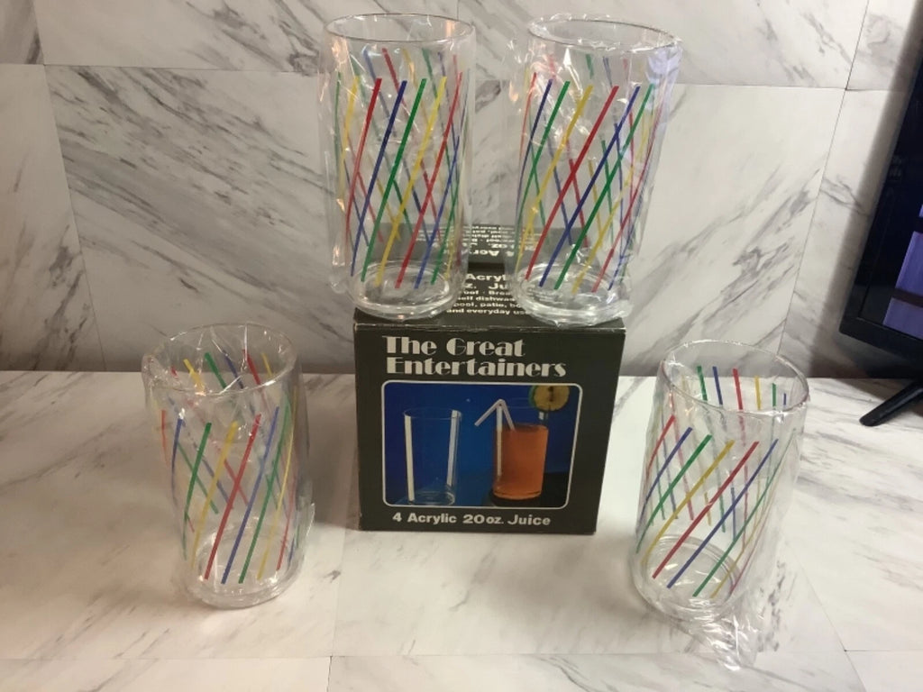 Set Of 4 Acrylic 20oz Juice glasses the great Entertainer, made in Taiwan | eBay