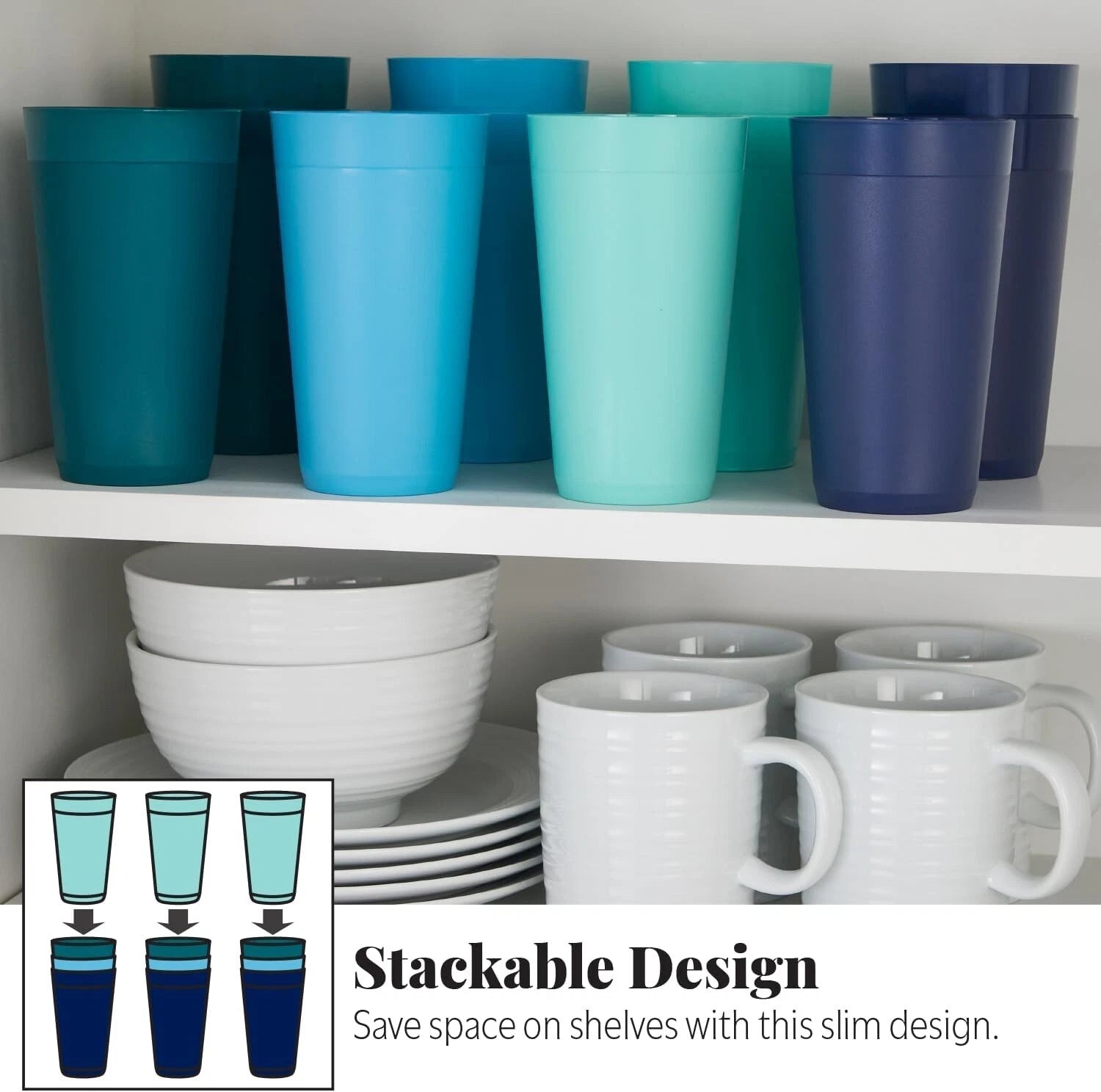 Reusable 20oz Coastal Tumblers - Perfect for Home Entertaining - Pack of 12 | eBay