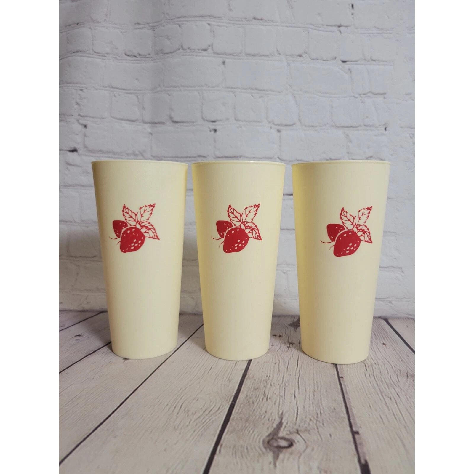 3 Vintage Nasco Strawberry Plastic Tumblers Set Strawberries Drinking Cups 6” | eBay