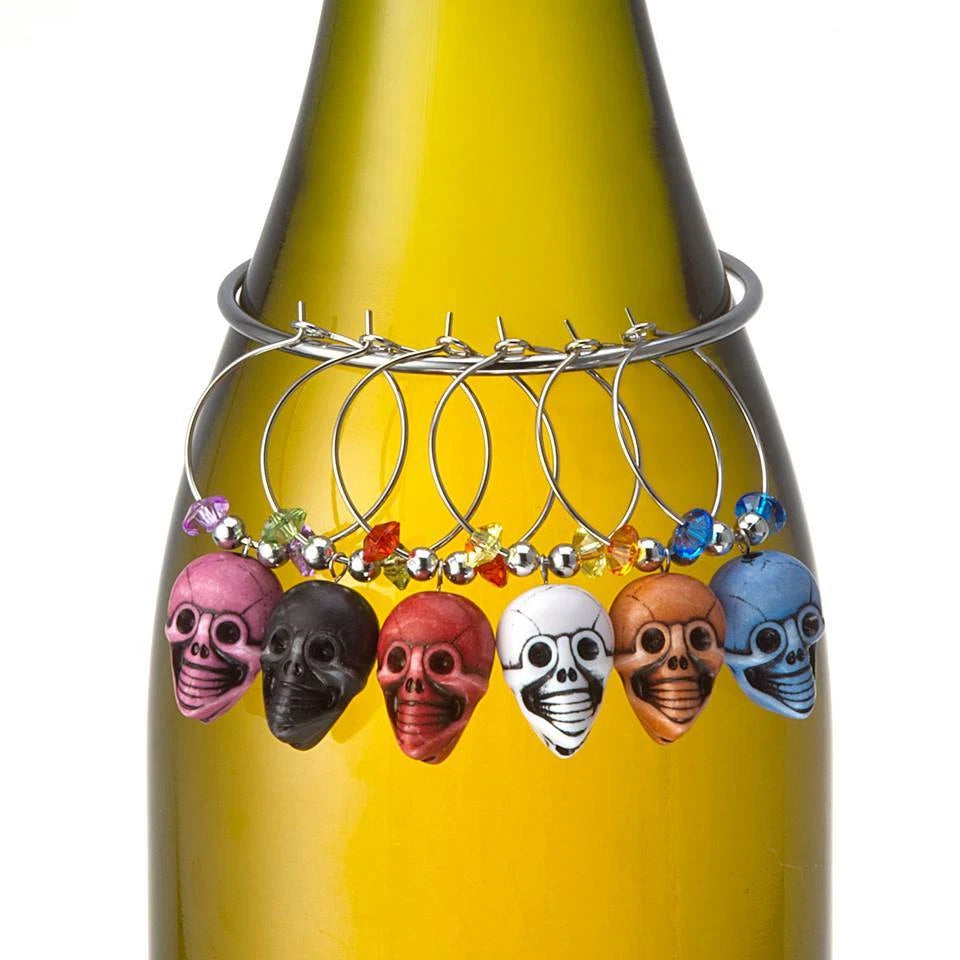 Prodyne Skull Wine Glass Stemware Charms / Drink Markers - Set of 6 | eBay
