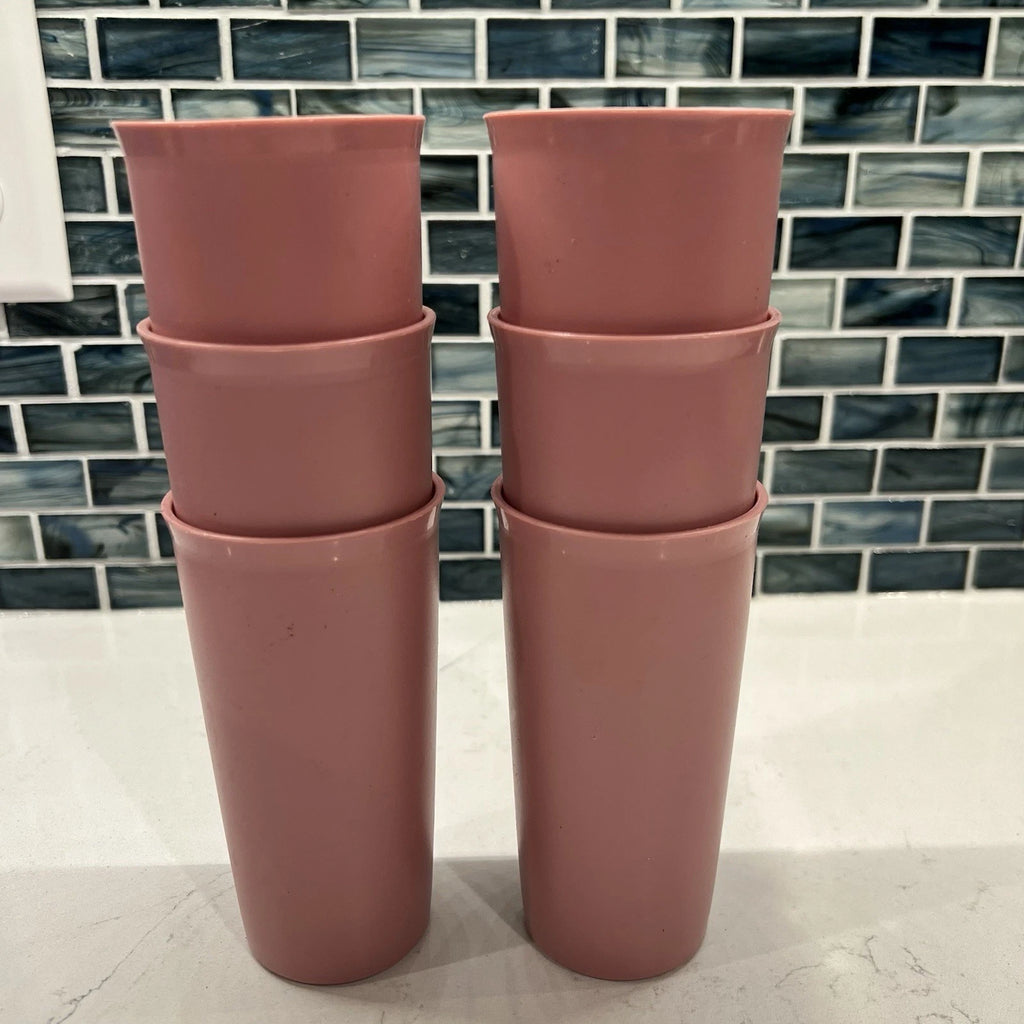 Vintage Tupperware Pink Tall Tumblers Set of 6 116-7 Made in USA Retro Cups | eBay