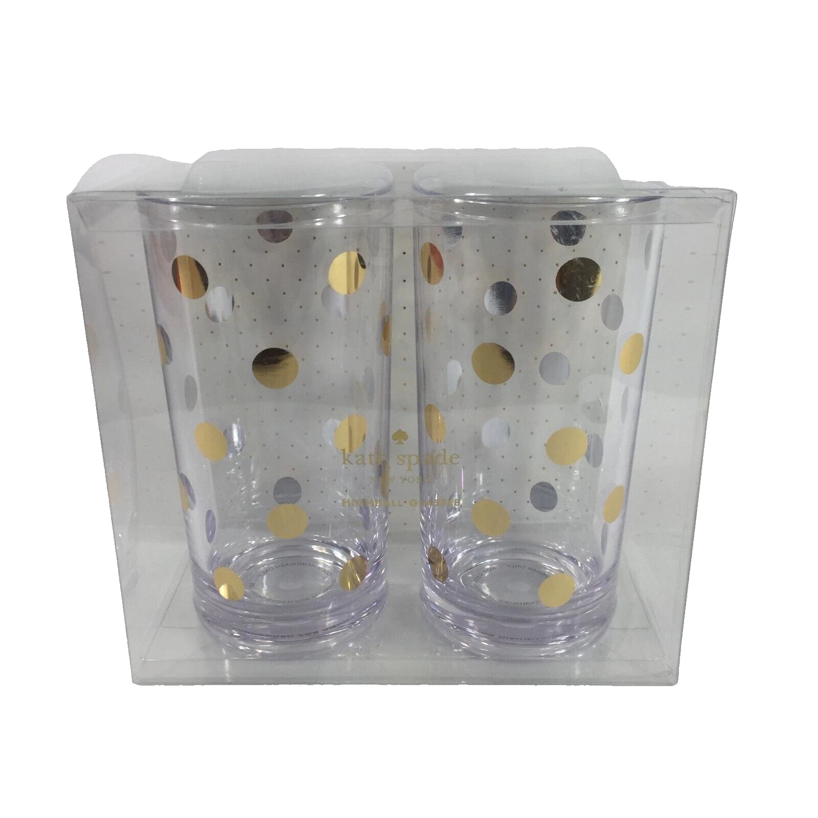 Kate Spade New York Raise A Glass Set Of Two Acrylic Highball Glasses NEW | eBay