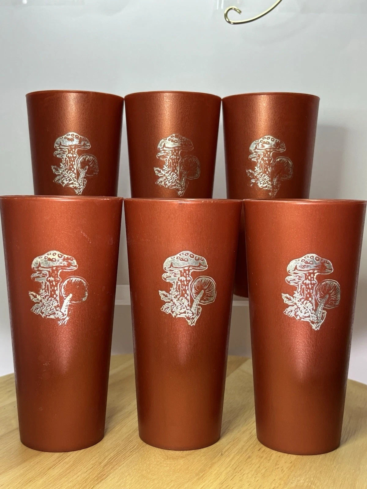 Nasco VNTG Mushroom Collectable Tumblers Set of 6 Rust Red Cups 1970s Retro | eBay