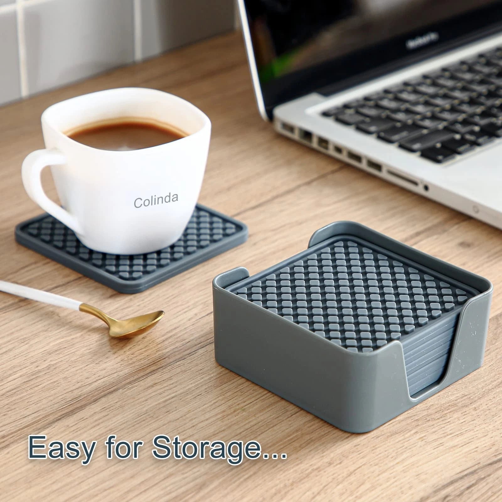 Colinda Silicone Drink Coasters with Holder, Set of 6, for Tabletop Protectio... | eBay