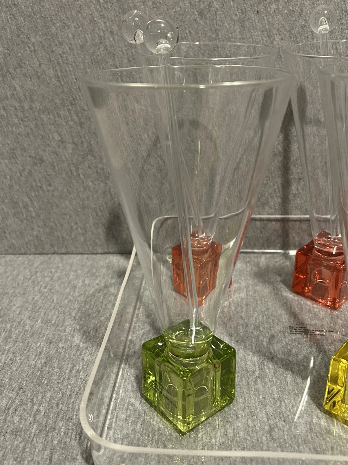 Vintage Coral Isle Set Of 6 Acrylic Glasses With Tray & Swizzle Stix Colorful | eBay
