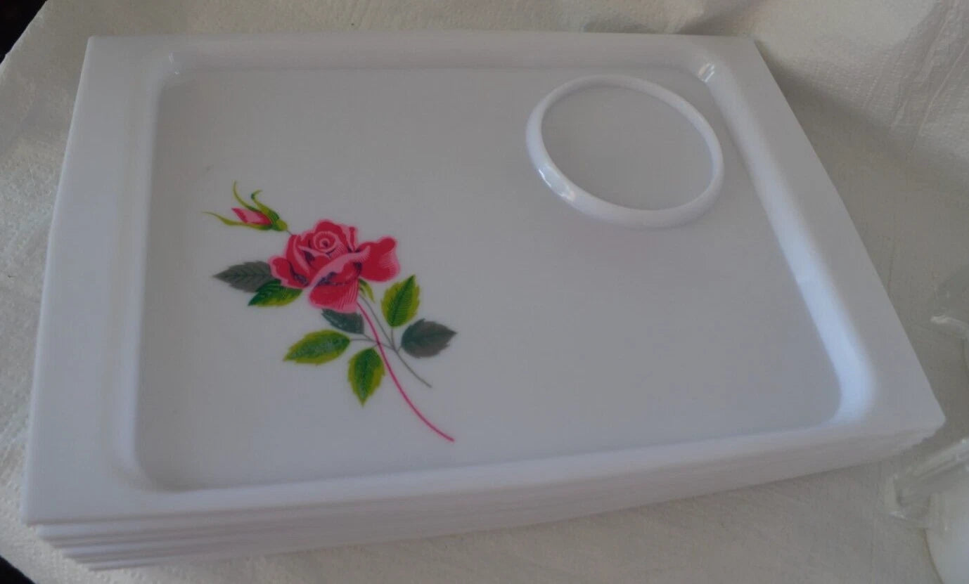 Rose MCM Snack Trays & Cups Plastic Lot of 6 Set MCM Vintage Reusable Grannycore | eBay