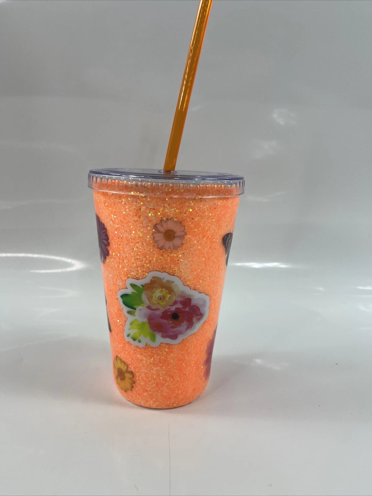 Handcrafted 16oz Acrylic Snow Globe Tumbler Neon Orange | eBay