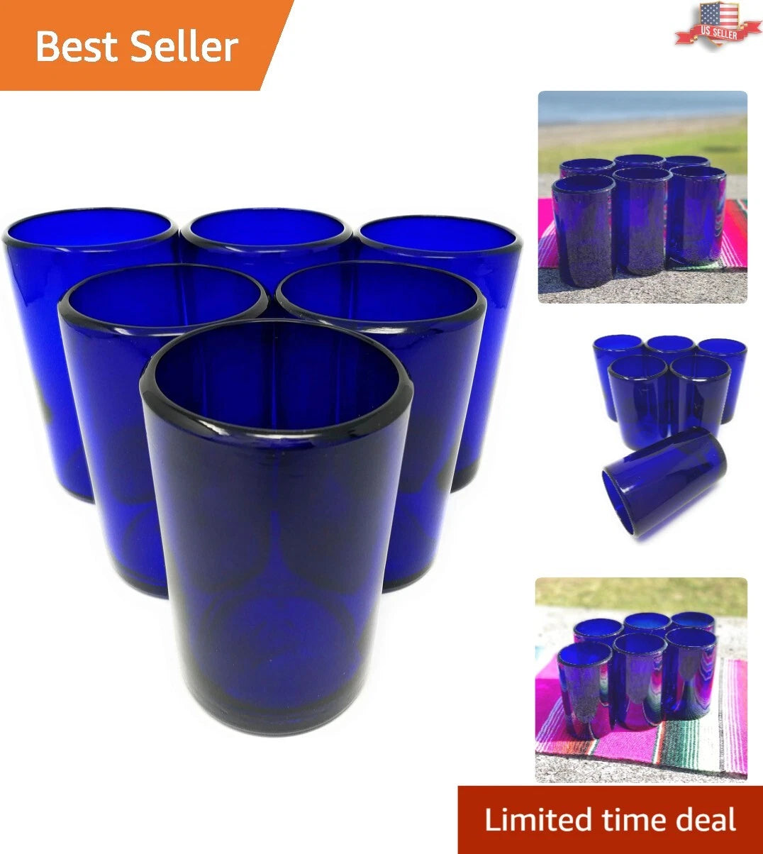 Stunning Cobalt Blue Glassware – 14 oz Handcrafted Set of 6 for Dining Occasions | eBay