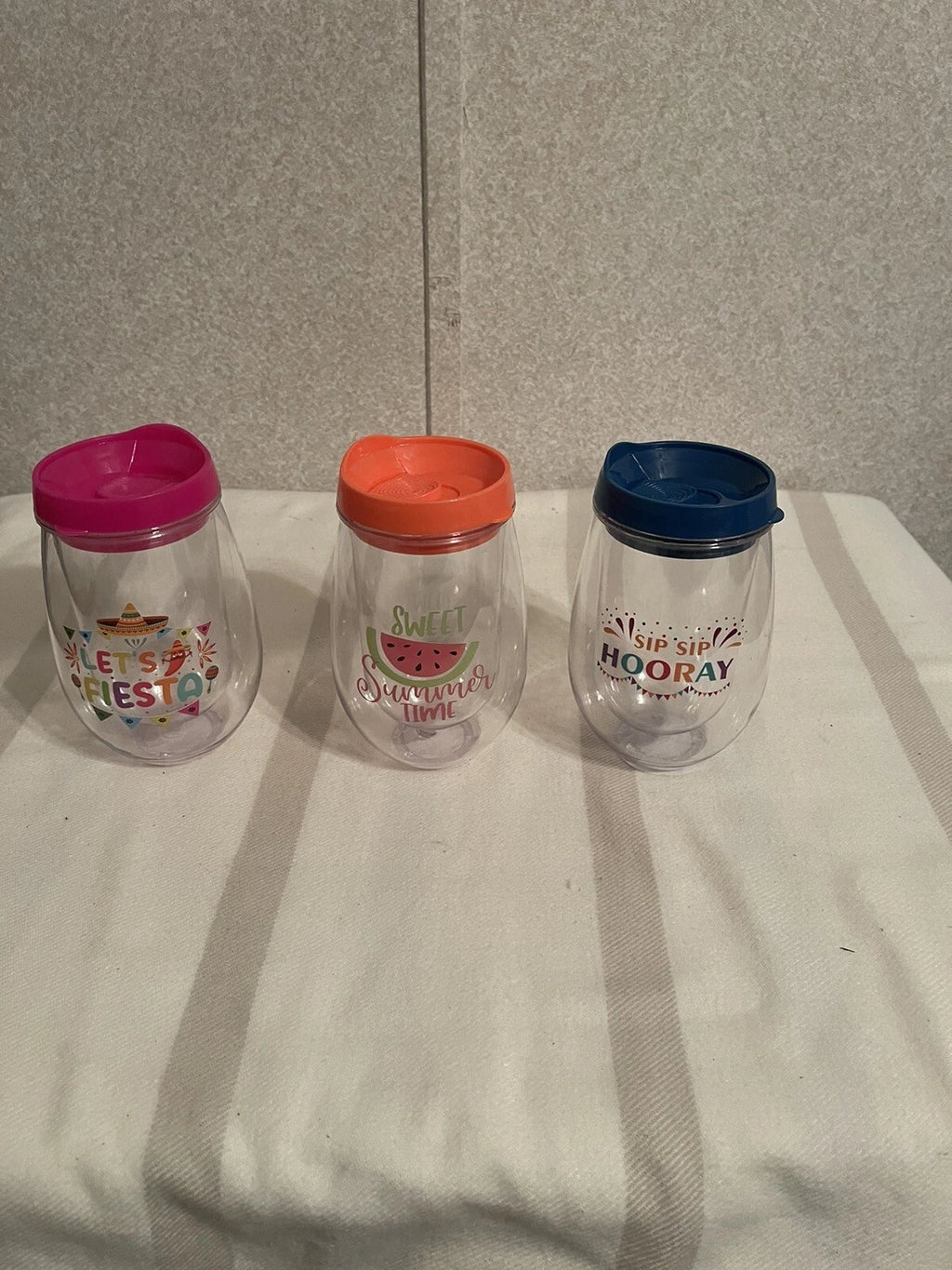 Set Of 2 NEW Double Wall Wine Tumbler...orange lid is not available | eBay