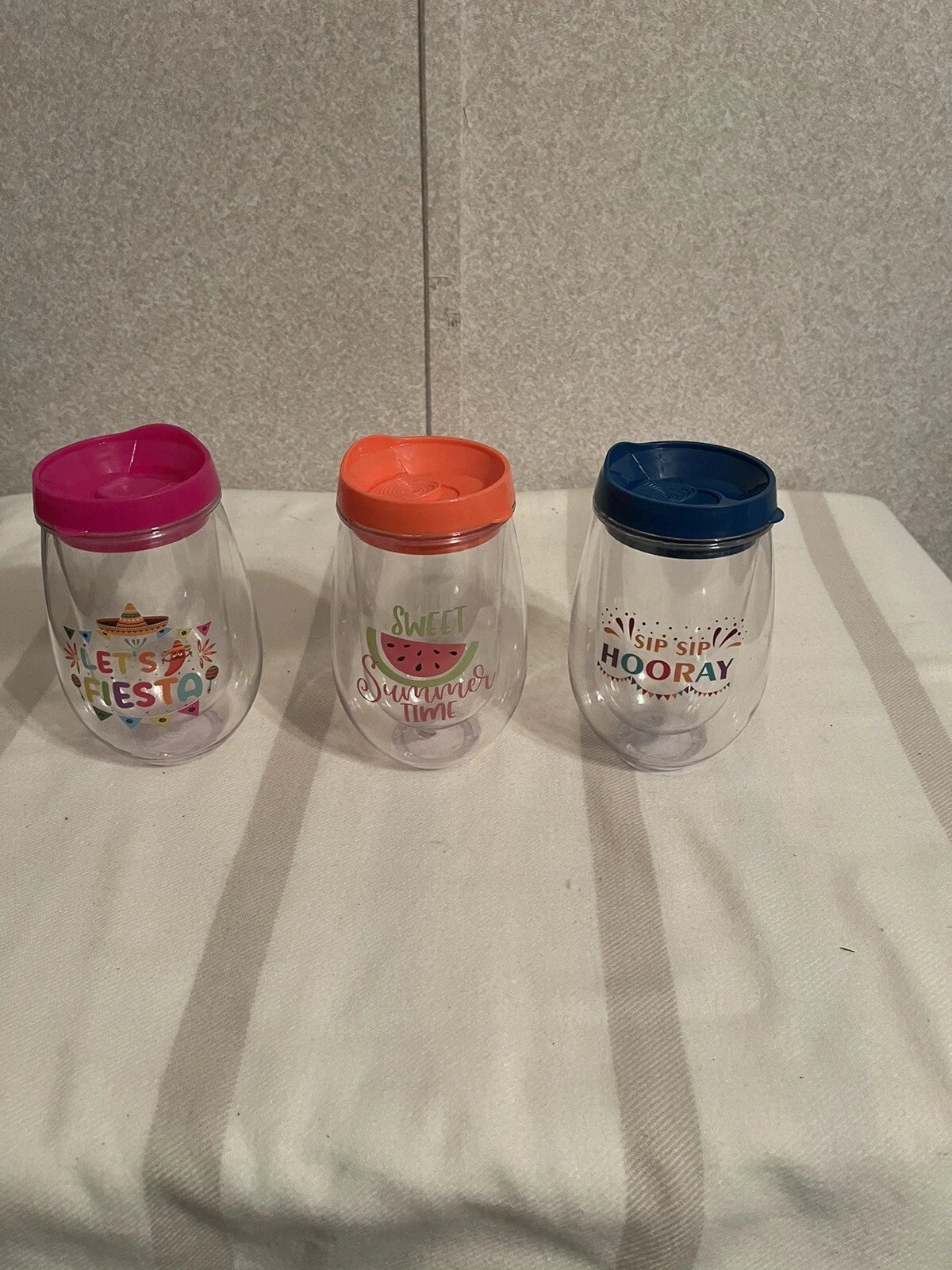 Set Of 2 NEW Double Wall Wine Tumbler...orange lid is not available | eBay
