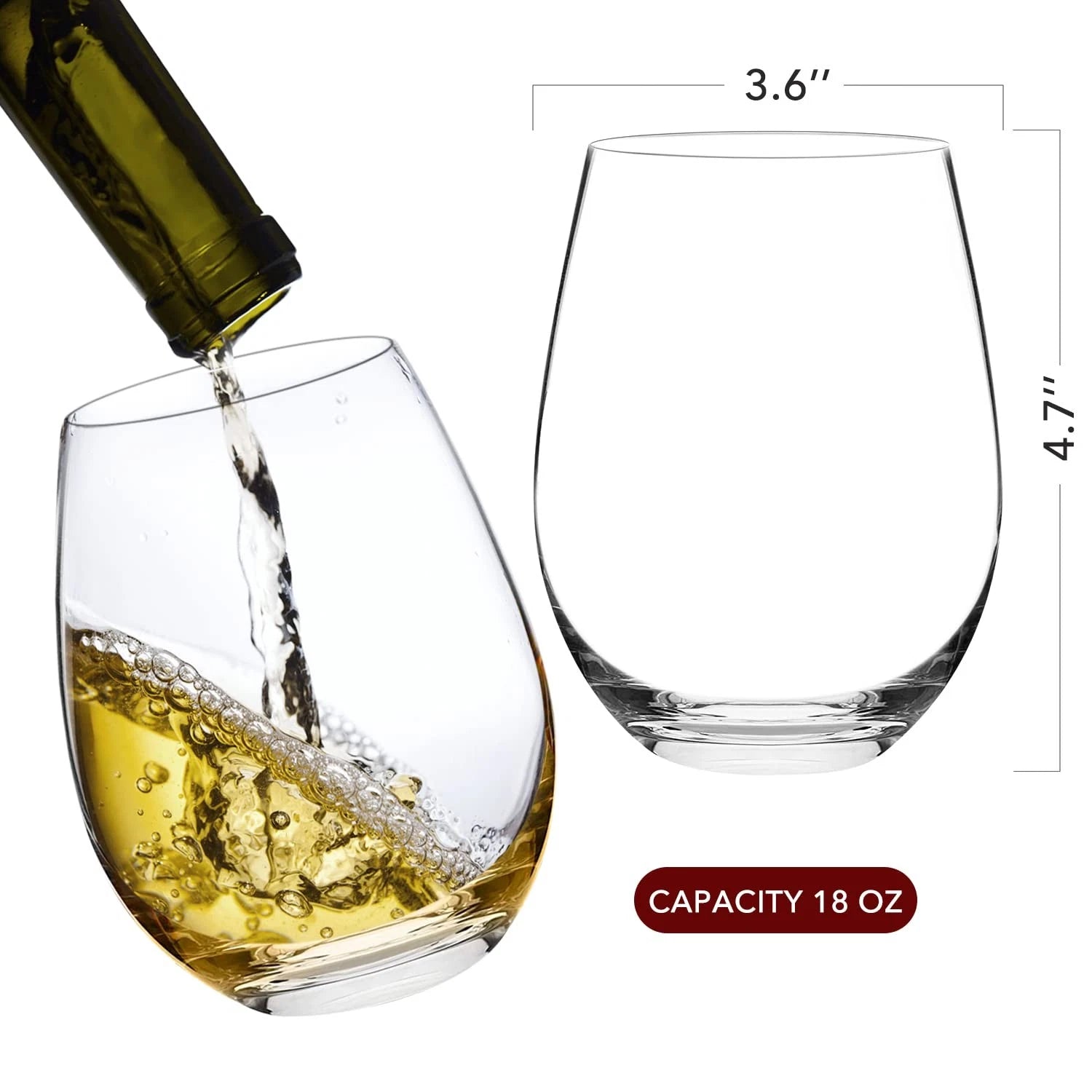 Stemless Wine Glasses Set of 6, Hand Blown Premium Crystal Red Wine or White ... | eBay