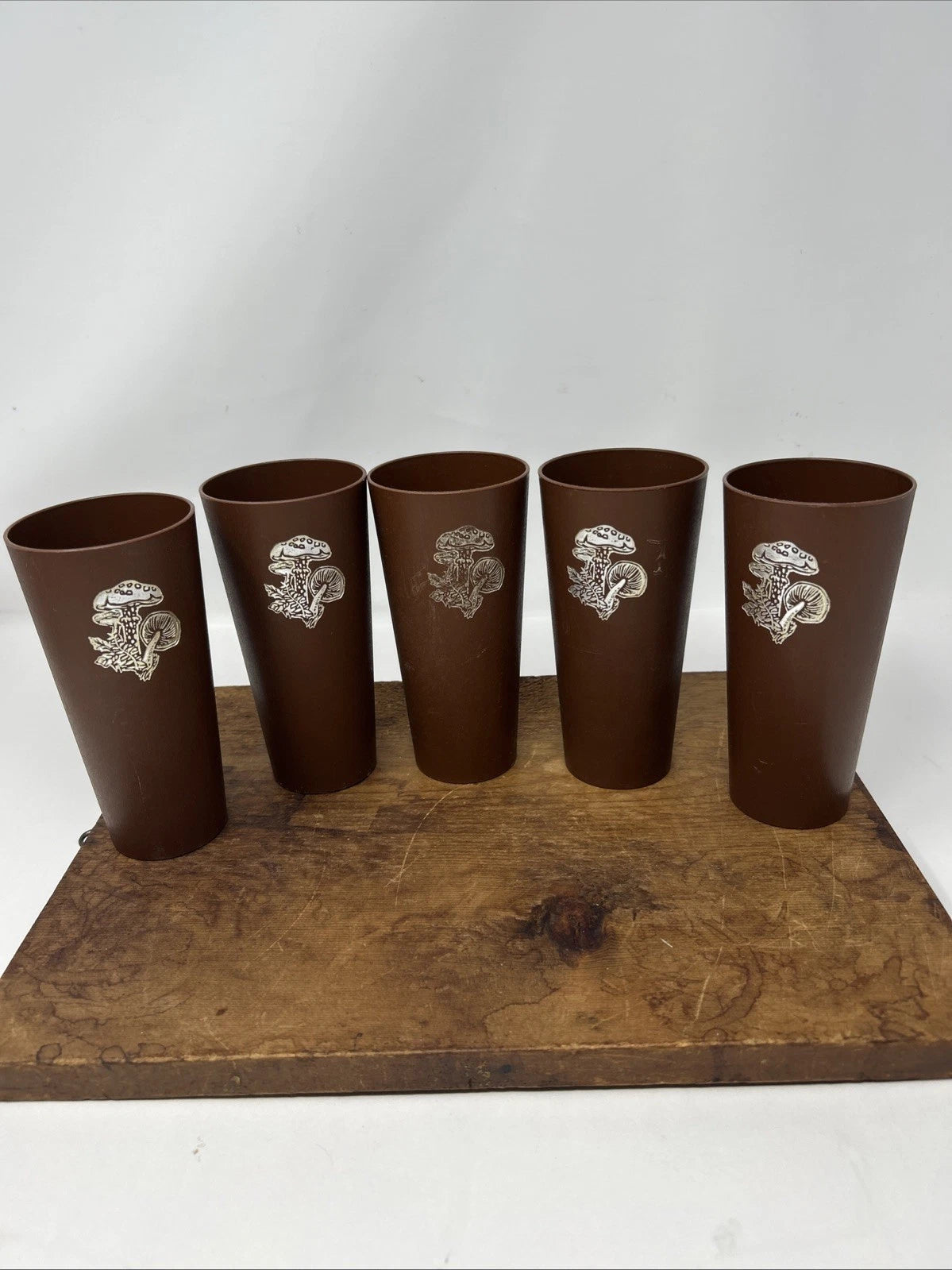 Vintage NASCO 1970s Mushrooms Brown Plastic Cups Set of 5 Tumblers | eBay