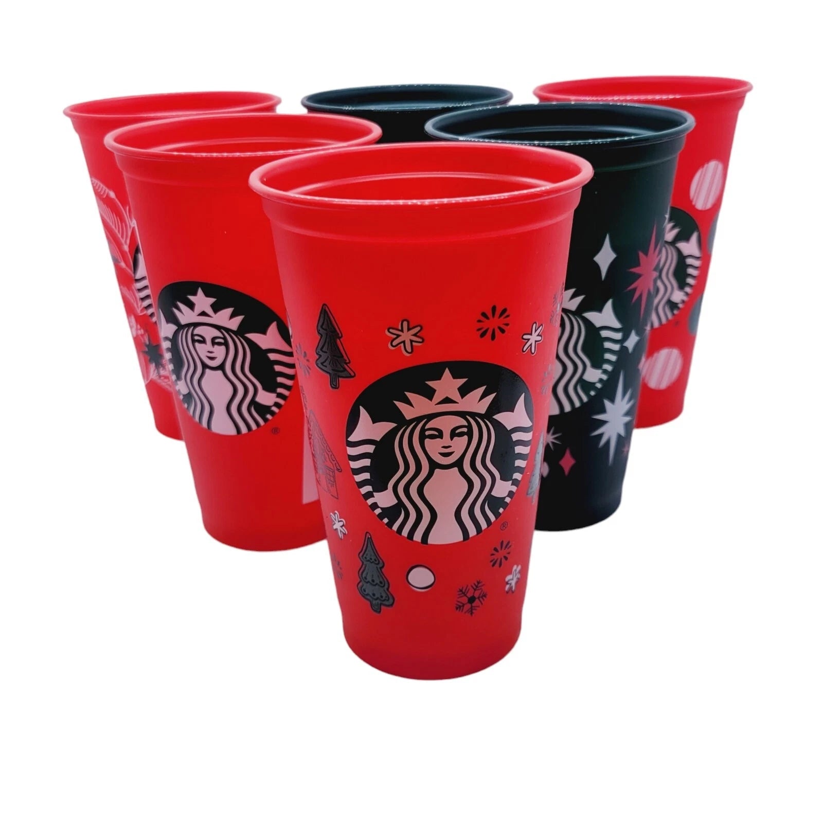 6 Starbucks 2022 Holiday Glasses Color Changing Reusable Cold Hot 16oz Plastic | eBay