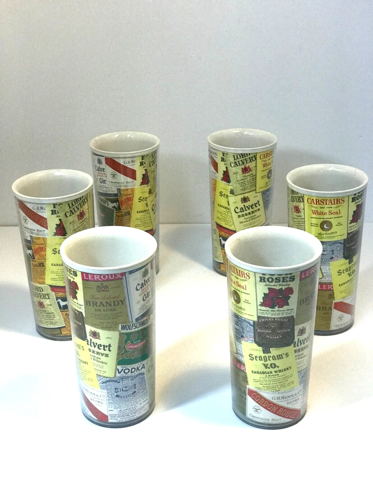 Plastic Drinking Tumblers Whiskey Vodka 70's VTG Novelty Bar Brand Labels Design | eBay