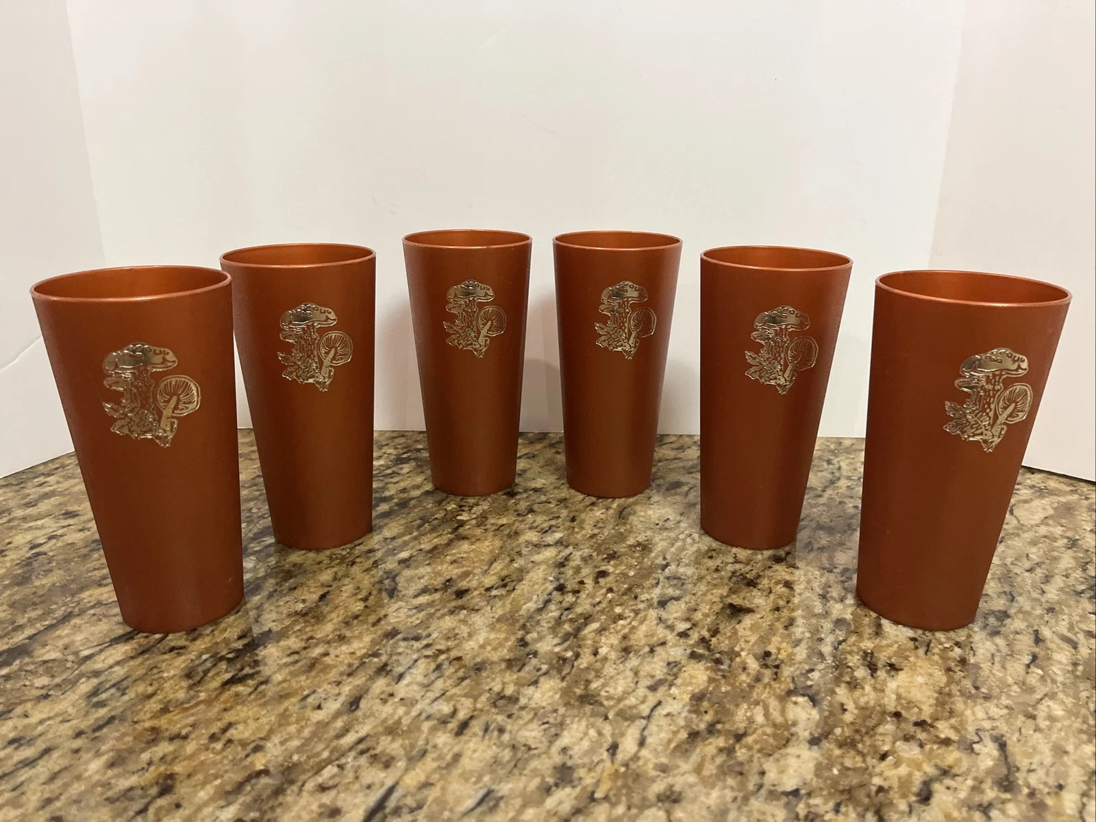6 Vintage Nasco Silver Mushrooms on Copper Plastic Drinking Cups Tumblers 1970s | eBay