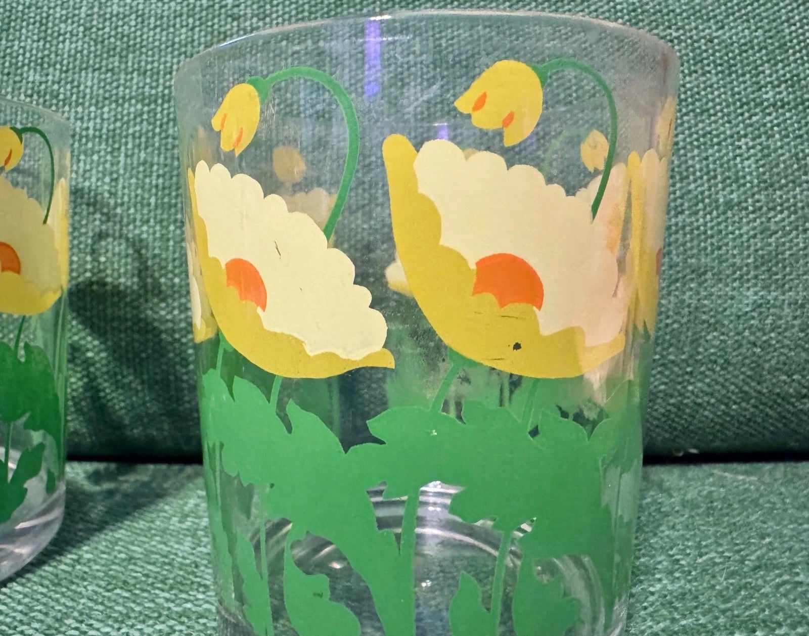 Vtg 1960s Yellow Poppy Tumblers H.J. Stotter USA NY Set 6 Acrylic 14oz Cups 4" | eBay