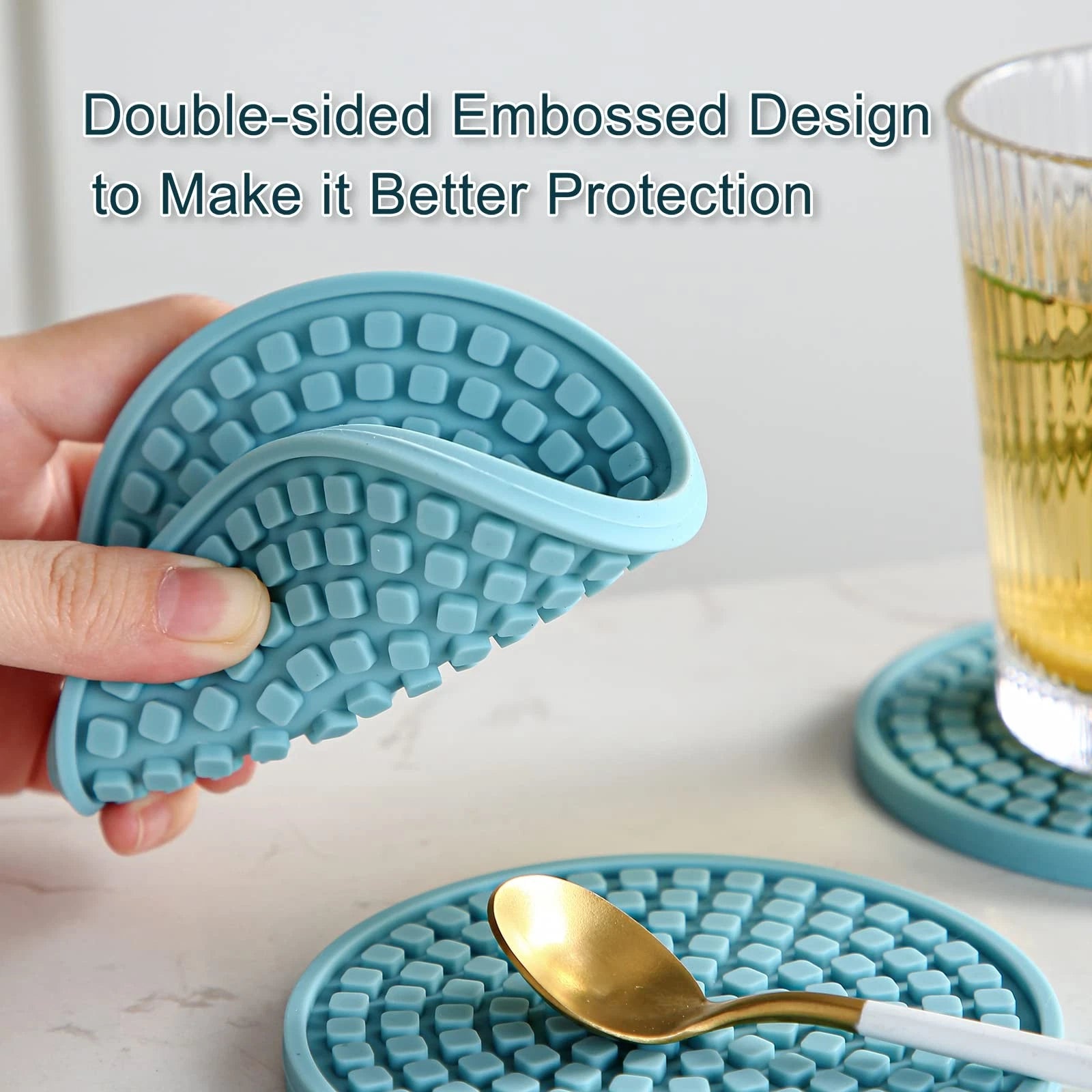 Silicone Drink Coasters with Holder Set of 6 for Tabletop Protection and Office | eBay