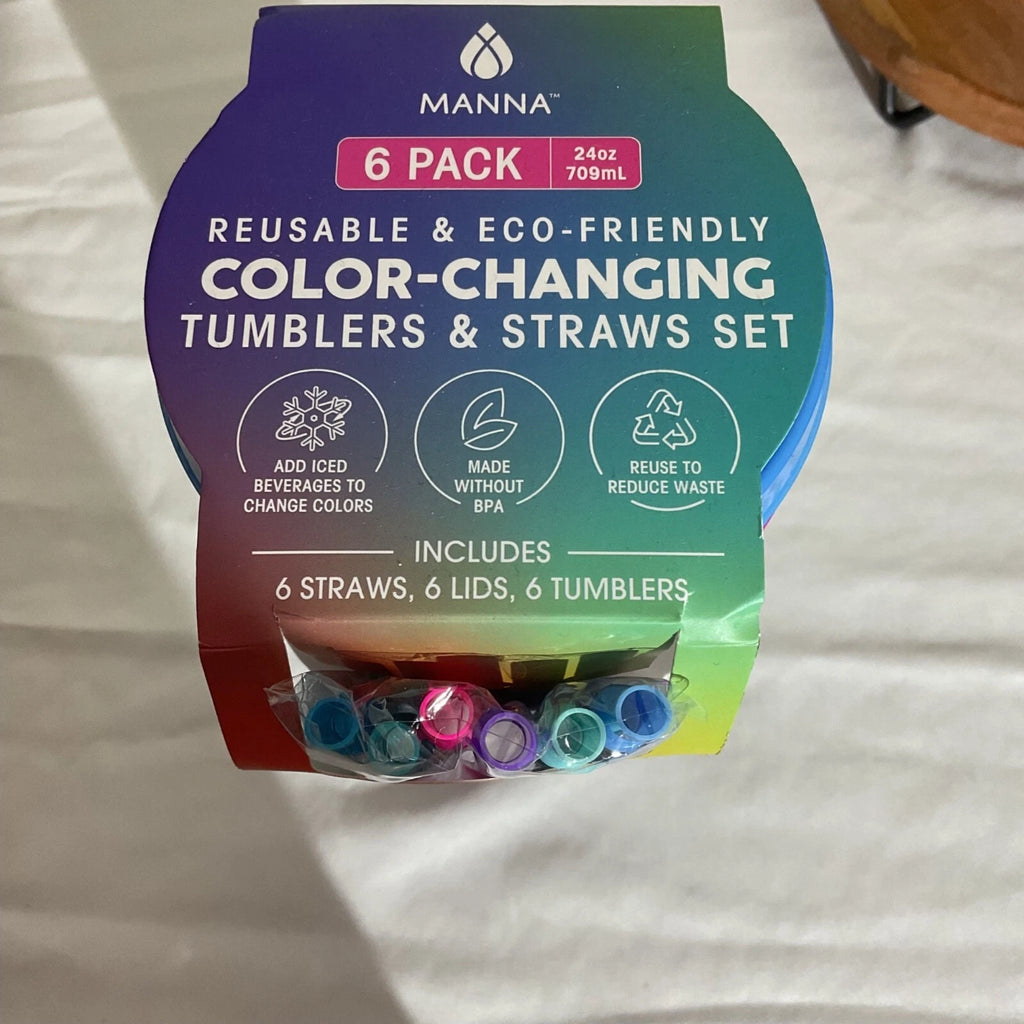 Manna 6-Pack 24oz Color-Changing Reusable Tumblers & Straws Set Eco-Friendly BPA | eBay