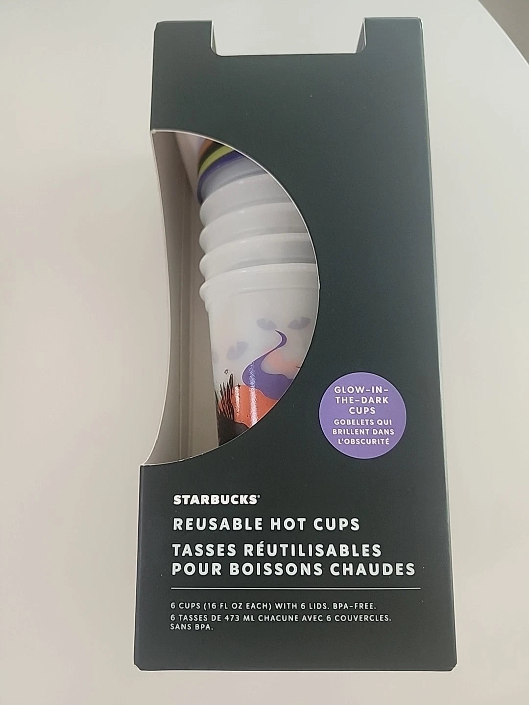 Starbucks Halloween Reusable Hot Cups Glow In The Dark Set Of 5 2022 W/Lids NEW | eBay